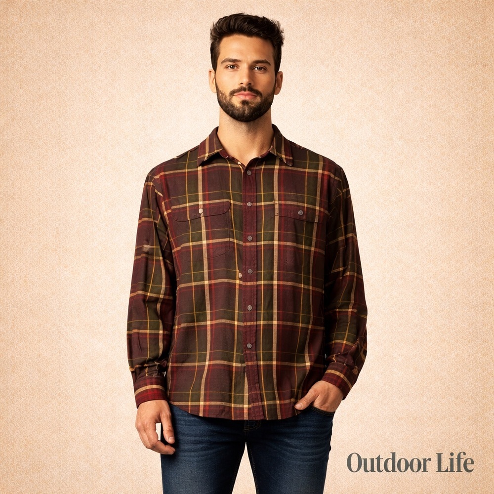 Outdoor Life Plaid Flannel Shirt Jacket